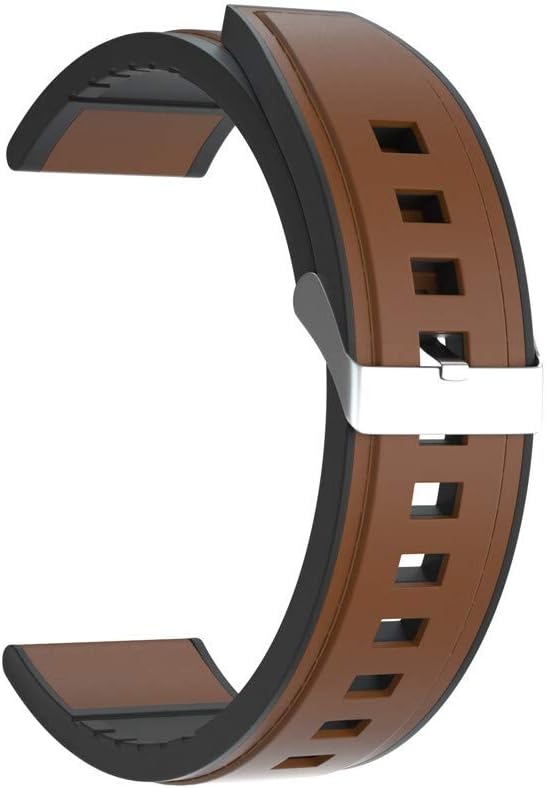 Strap Watchband 22mm Wristband for Huawei Watch GT GT2 42mm 46mm Silicone +Leather Wriststrap for Samsung Galaxy Watch 46mm RSB (Band Color : Dark Brown)