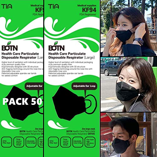 Pack of 50 Black [BOTN KF94 MASK] BOTN Black KF94 Face Mask Made in
