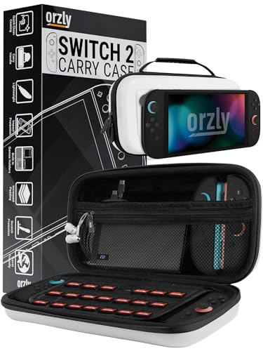 Orzly Tragetasche für die Nintendo Switch 2 (2025) Konsole, 7,9 Zoll Bildschirmschutz, Hartschalenetui mit intelligenter Aufbewahrung für Zubehör und