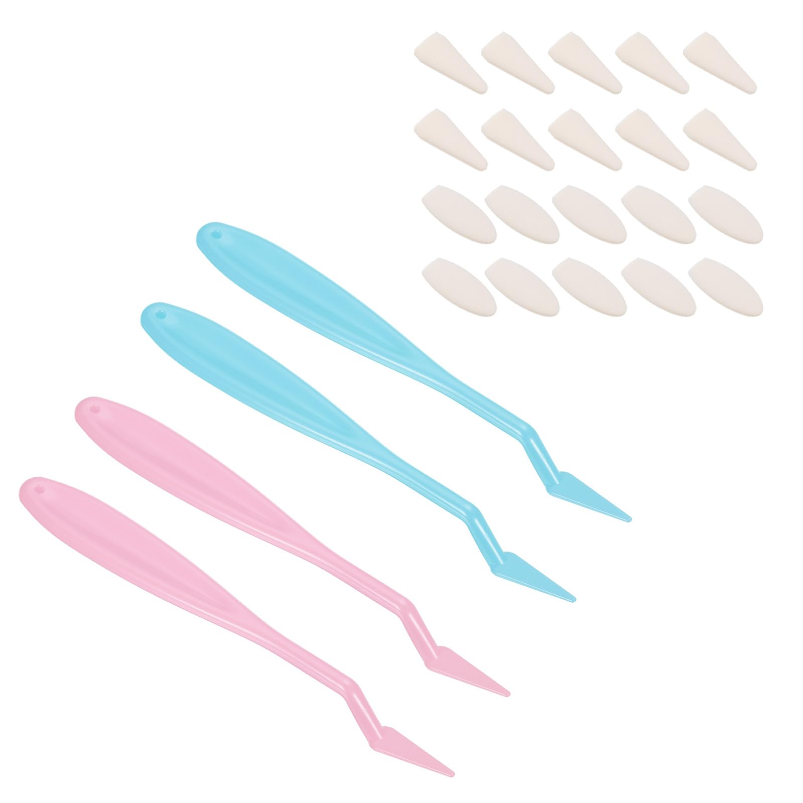 PATIKIL Sketch Trimmer Erase Sponge, 4 Pcs Sketch Wipe Scrapers (Pointed/Round) with 40 Pcs Replacement Sponge Wipes for Artist Drawing, Pink Blue