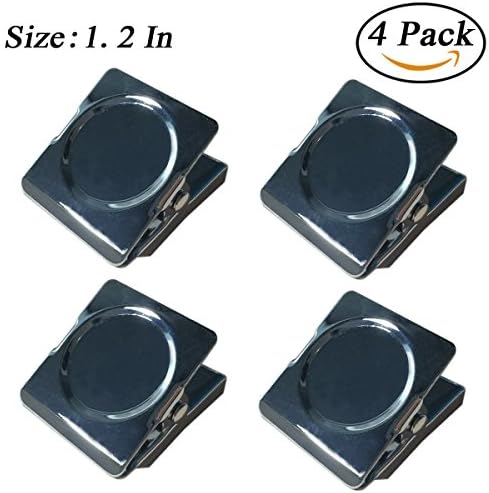 RJHome Square Magnetic Metal Clip 1.2 Inch Memo Note Clips for Refrigerator Whiteboard Wall (1.2 Inch-4 Pack)