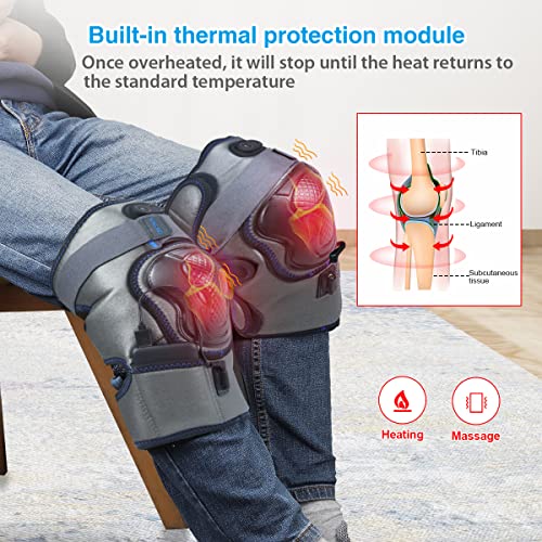 Knee Massager with Heat for Joint Pain Relief, Goldmill Vibration Knee Brace Wrap Rechargeable