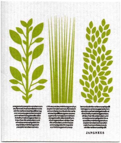 Swedish Dishcloth - (JO) Set of 2 Black &amp; Lime Green - Herbs &amp; Moose
