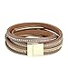 Bfiyi Leather Wrap Bracelet Women Prime Handmade Bangle Cuff Wristband Gold Tube Bracelet with Multilayer Wrap for Teen Girls, Wife