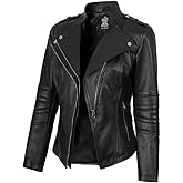 Blingsoul Womens Real Leather Jacket - Asymmetrical Leather Jackets for Women