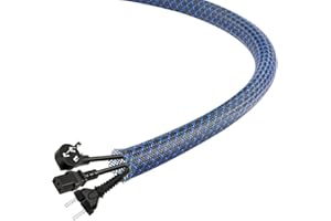 AIBOLE 25Ft-1inch PET Expandable Braided Wire Sleeving,Wire Loom Cable Sleeve for TV,Computer,Home Theater,Automotive,Home Industrial,Electrical Wires,Chemical,Protect Cat from Chewing Cords,BlackBlue