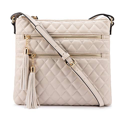 Crossbody Bags for Women with Double Zipper Pocket Tassel Over the