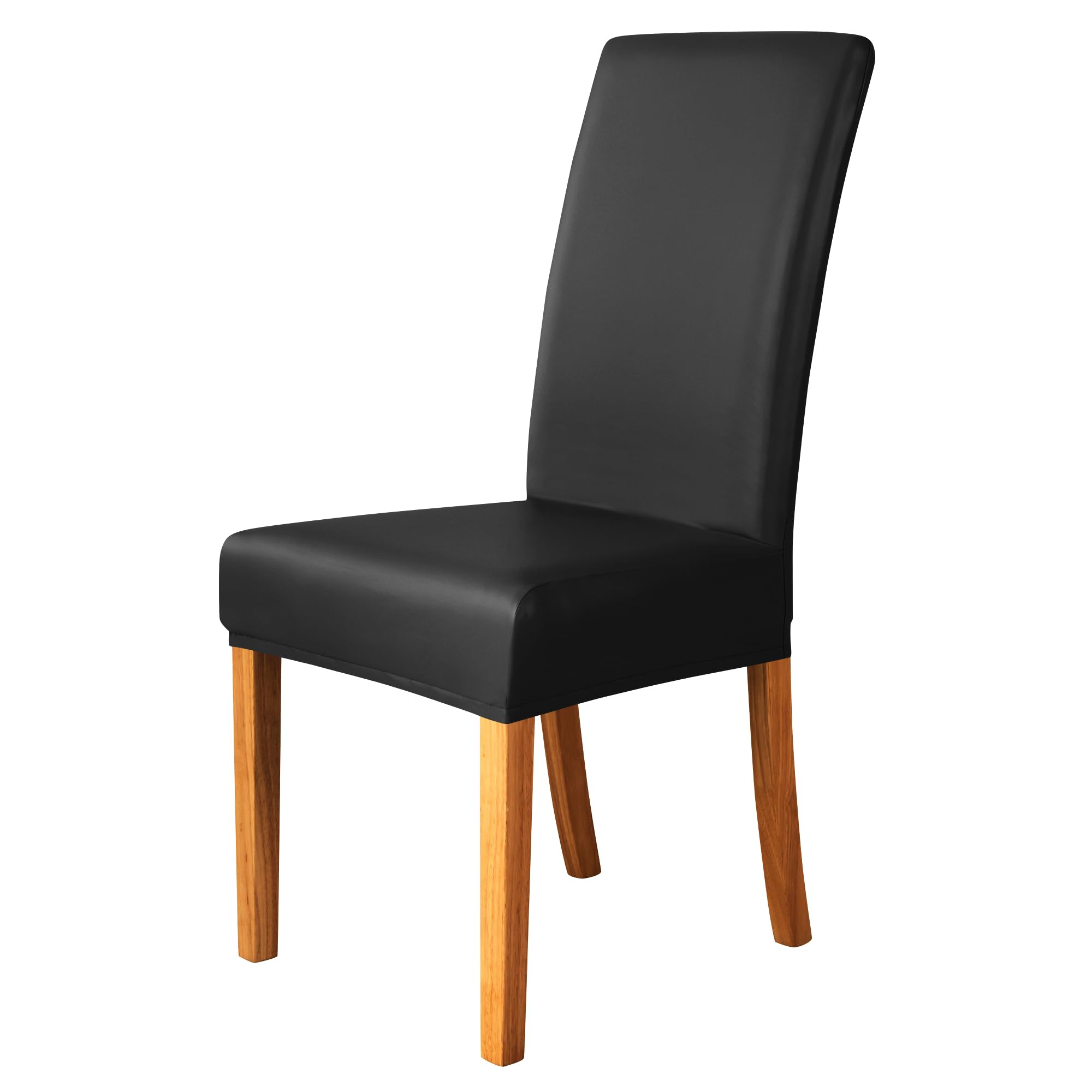 iEventStar PU Faux Leather Waterproof Stretch Dining Chair Cover Chair Protect Slipcover (Black, 4) — image 1