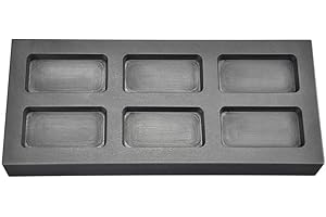 PMC SUPPLIES LLC 6 Cavity 1 oz Troy Ounce Silver Rectangle Graphite Ingot Mold for Melting Casting Refining Scrap Metal Jewelry