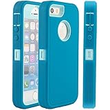 iPhone 5S Case,iPhone SE Case,Fogeek Heavy Duty PC and TPU Combo Protective Defender Body Armor Case for iPhone 5S,iPhone SE and iPhone 5 with Finger Print Function(Light Blue/Tea Blue)