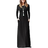 EUOVMY Women's Long Sleeve Loose Maxi Dresses Casual Long Dresses with Pockets