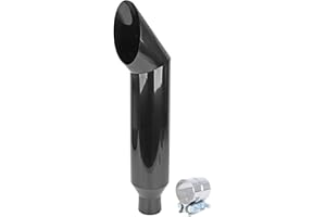 LucaSng 4" Inlet 8" Outlet 36" Long Gloss Black Stainless Steel Miter Angle Cut Diesel Smoker Exhaust Stack Tip(Smokers 4" ID Inlet 36" Long with Clamp)