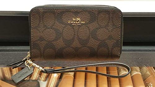 Coach Double Zip Wristlet (F53937) - Brown/Black