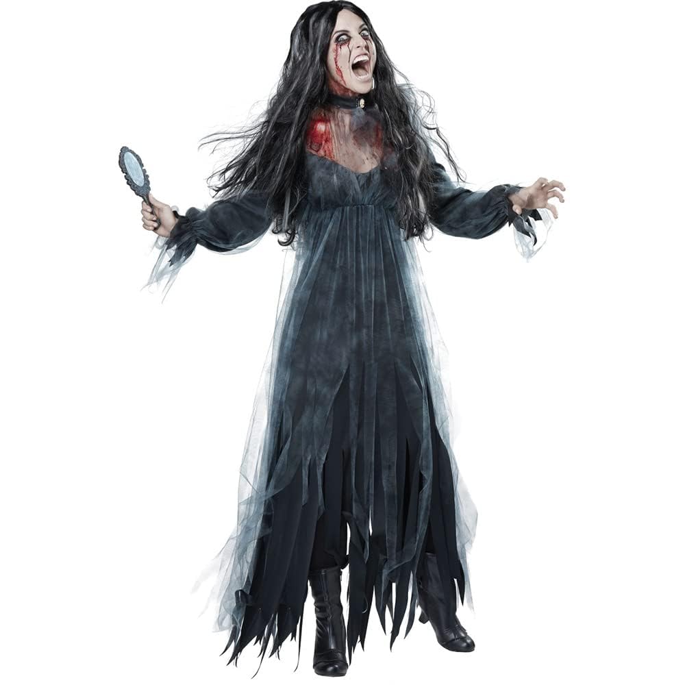 CAMDOM Womens Ghost Bride Costume Zombie Vampire Long Dress Halloween Carnival Horror Cosplay Costume for Dressup Party