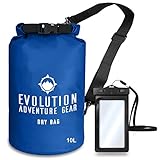 Evolution Floating Waterproof Dry Bag - Professional Adventure Gear - Roll Top Compression Sack for Kayaking, Boating, Hiking, Fishing, Camping and Outdoor Travel - Waterproof Phone Case - 10L Blue