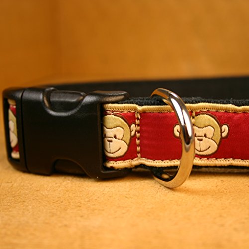 3/4" Garnet Monkeys Medium Hemp Collar