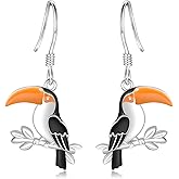 Tufeney Toucan Bird Earrings for Nature Lovers - Silver Cute Tropical Bird Dangle Earrings Toucan Boho Christmas Birthday Jewelry Gifts for Women