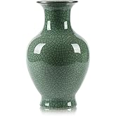 Chinese Ceramic Art Handmade Antique ice Crack Glaze vases Big China Porcelain Flower Bottle Vase for Home Decoration(Green)