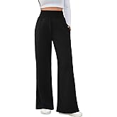 ATOFY Women's Wide Leg Sweatpants Baggy Ribbed High Waist Straight Leg Casual Loose Fit Sweat Pants with Pockets