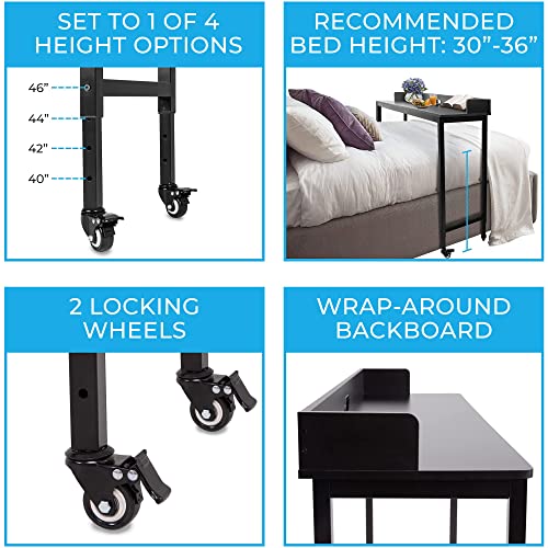 Joy Overbed Table with Wheels for Full/Queen Beds Height Adjustable