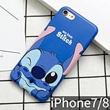 Slim Fit Soft TPU Blue Stitch Case for iPhone 7 8 iPhone7 iPhone8 Regular Size Disney Cartoon We Love Lilo Thin Sleek Smooth Shockproof Protective Cute Lovely Cool Stylish Gift Kids Teens Girls