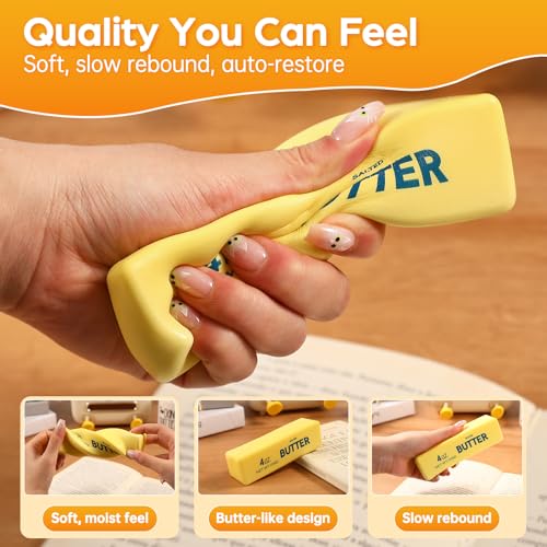 Butter Squishy Slow Rising Stress Relief Toy - Realistic Butter Stick Squeeze, Soft PU Foam Fidget for Anxiety & Sensory Relief, Cute Desk Decor for Kids, School