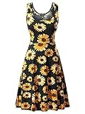 FENSACE Womens Sleeveless Summer Beach Floral Dress 1703013 Large