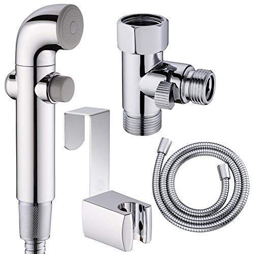 SonTiy Hand Held Bidet Sprayer for Toilet, Shattaf Bathroom Baby Cloth Diaper Bidet Jet Spray, Chrome Muslim Shower Personal Hygiene Toilet Bidet Attachment