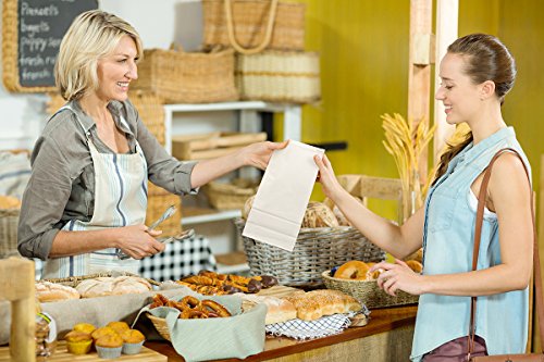 Halulu 50pcs Paper Lunch Bags, Bread Bags,Durable Kraft Paper Bags, Paper Snack Bags, Paper Grocery Bags(6.1x3.9x12, white) - Thumbnail 5