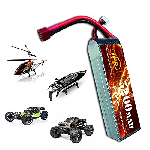 3Cell 11.1V Lipo Battery, High Discharge Lithium Polymer 50C 5200mAh RC Lipo Batteries Hard Case with Dean-Style T Connector for RC Vehicles Car, Trucks - Thumbnail 2
