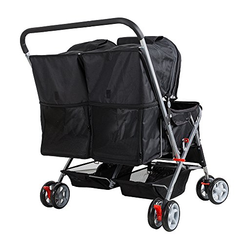 image for Livebest Folding 4-Wheels Double Pet Stroller Small Animals Carrier Ea