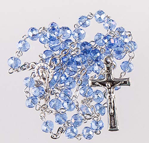 Dainty and Small Blue Crystal Effect rosary