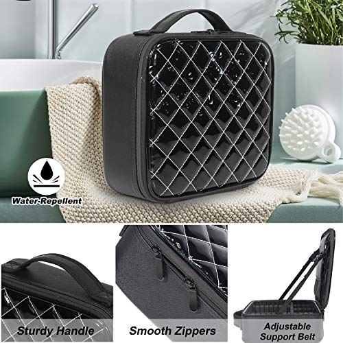 Makeup Bag,WDLHQC Travel Makeup Organizers and Storage Case,Portable Make up Bag Organizer Cosmetic Train (Black) - Thumbnail 3