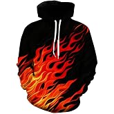 FLNEOO Mens Graphic Hoodies Pullover 3D Print with Pockets, Unisex Anime Black Red Hoodie Sweatshirt for Mens