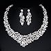 Youfir Women's Elegant Austrian Crystal Necklace and Earrings Jewelry Set for Wedding Dress (Clear)