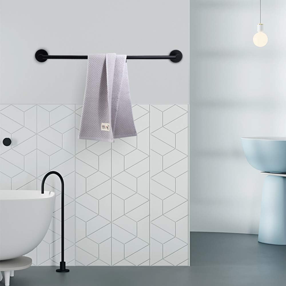 Cavoli 3-Piece Matte Black Bathroom Hardware Accessory Set Wall Mounted,24'' Towel Bar Adjustable Toilet Paper Holder,Towel Ring,Stylish Lavatory Shower Set,Black: Home & Kitchen