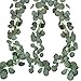 SUPLA 6.6' Long Artificial Eucalyptus Leave Greenery Garland Faux Silver Dollar Eucalyptus Plant Silk Hanging Fake Eucalyptus Twig Vine Garland for Wedding Baby Shower Holiday Jungle Greenery Decor