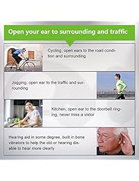 allimity audífonos externos estéreo inalámbricos con tecnología Bone Conduction con micrófono para teléfonos celulares iPhone, iPad, Samsung, Sony, LG, HTC Android y tabletas, Negro
