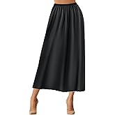 Jadive Women's Satin Half Slip Lace Long Underskirt Skirt Slip Long Slips for Dresses Lingerie Skirt