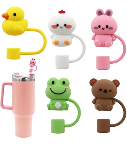 Lot De 2 Bouchons De Paille En Silicone Pour Tasse Stanley – Formes Rigolotes – Protection Anti-poussière Pour Pailles 10 Mm (JLY154)