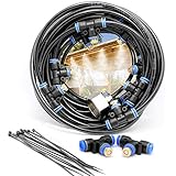 2RZ Misting Cooling System Kit 26.2FT(8M) Misting Line DIY Outdoor Mist Cooling Kit +11 Brass Nozzles Garden Misting Irrigation System for Garden Greenhouse, Flower Bed,Patio,Lawn