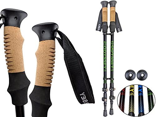 Green - Odyssey Outfitters Trail Guide Trekking Poles - Light Weight - Adjustable - Quick Lock - Cork Handles - TRAIL TESTED STRONG