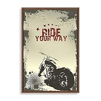 Framed Canvas Wall Art Motorcycle Canvas Prints Home Artwork Decoration for Living Room,Bedroom - 16x24 inches