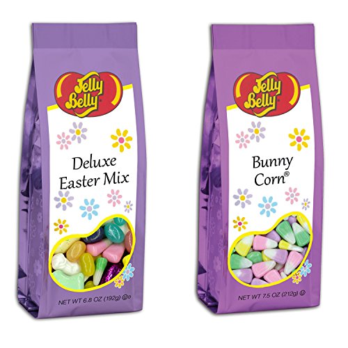 Jelly Belly Easter Candy Gift Bag Set - Bunny Corn (Candy Corn) & Deluxe Easter Mix Jelly Beans - Gluten Free & Vegetarian Friendly