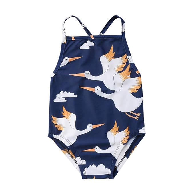 Amazon Sylvamorning ツル 子供水着 女児 水着 女の子水着 和風