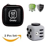 Omaky Fidget Cube Anxiety Attention Toy With Delicate Box Relieves Stress And Anxiety And Relax for Work, Class, Home (Black Gray)
