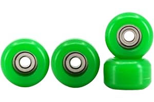 Teak Tuning CNC Polyurethane Fingerboard Bearing Wheels, Green - Set of 4 Wheels - Durable Material with a Hard Durometer