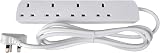 Mercury 4 Gang Extension Lead 1.0m White UK 13A Copper Wiring 4 Socket view 4