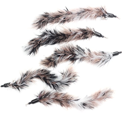 UEETEK 5 Pcs Replacement Refill Feather Catcher for Interactive Cat and Kitten Toy Wands