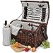 Picnic Beyond Wicker & Wood Picnic Basket for 4 PB1-3383A 32pcs Dar Brown Color Wine Bag Cheese Sets